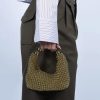 SUI AVA Slouchy Beaded Bag in Green Grape, groene handgemaakte damestas van glanzende kralen met ronde handgreep en slouchy vorm.