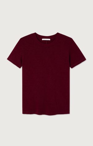 American Vintage Sonoma T-Shirt SON28GH26CERVI in Cerisier Vintage, kersrood dames T-shirt van 100% katoen met aansluitende fit, ronde hals en korte mouwen.