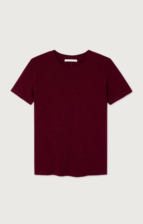 American Vintage Sonoma T-Shirt SON28GH26CERVI in Cerisier Vintage, kersrood dames T-shirt van 100% katoen met aansluitende fit, ronde hals en korte mouwen.