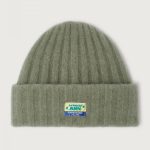 American Vintage Vitow muts VITO22AH26KAKMUL in Kaki Multichiné, groen gemêleerde fluffy gebreide muts met omgeslagen rand en American Vintage logolabel.