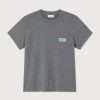 American Vintage Ykobow T-Shirt YKO02CH26GRANCH in grijs, katoenen dames T-shirt met ronde hals, korte mouwen en relaxte rechte fit.