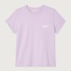 American-Vintage-Ykobow-T-Shirt-Lilas-YKO02CH26LILAS American Vintage Ykobow T-Shirt YKO02CH26LILAS in Lilas, lila katoenen dames T-shirt met ronde hals, korte mouwen en American Vintage logo op de borst.