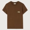 American Vintage Ykobow T-Shirt YKO02CH26MOKA in Moka, bruin katoenen dames T-shirt met ronde hals, korte mouwen en subtiel logo op de borst.