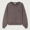 American Vintage Jitbay Sweater JIT03AH26CENVIN in Cendre Vintage, grijze katoenen dames sweater met loose fit, ronde hals en vintage wassing.