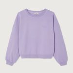 American Vintage Jitbay Sweater JIT03AH26PARVIN in Parme Vintage, lila katoenen dames sweater met oversized fit, ronde hals en vintage wassing.