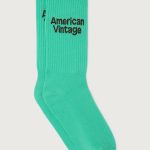 American Vintage Clypsun unisex sokken in Aquatique, turquoisegroene katoenen sokken met geribde structuur en ingebreid AMV-logo.