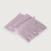 American Vintage Zinaco sjaal ZI20AH26LILL in Lilas Logo, zachte lichtlila gebreide sjaal met franjes aan de uiteinden.