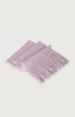 American Vintage Zinaco sjaal ZI20AH26LILL in Lilas Logo, zachte lichtlila gebreide sjaal met franjes aan de uiteinden.